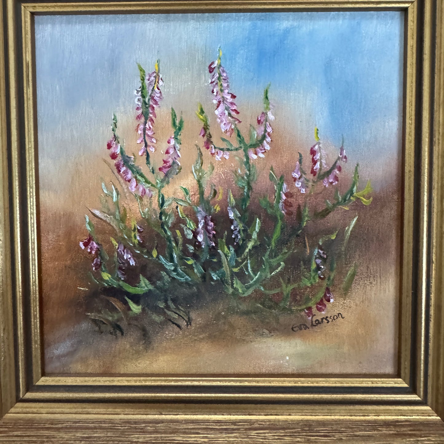 Swedish Meadows - A Quartet. Vintage Swedish Oil Paintings by Eva Larsson.