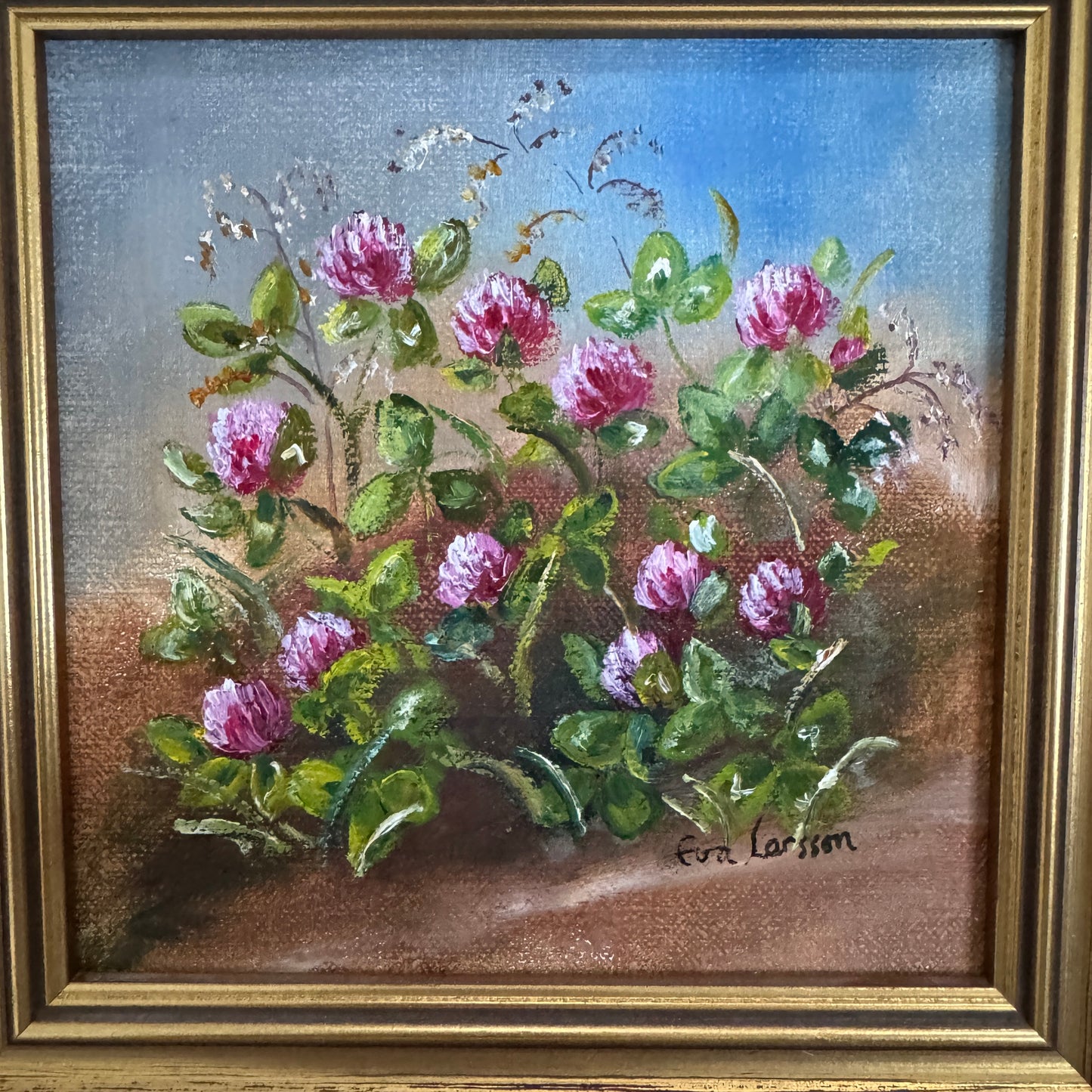 Swedish Meadows - A Quartet. Vintage Swedish Oil Paintings by Eva Larsson.