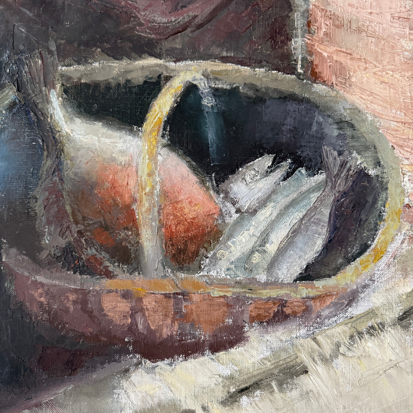 Arrangement in Earth Tones. Vintage Swedish Still Life Oil Painting.