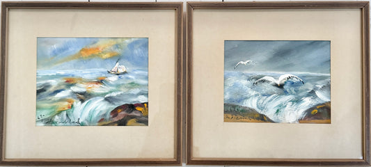 Songs of the Nordic Sea 1962. Vintage Mixed Media Paintings by O. Strömblad.