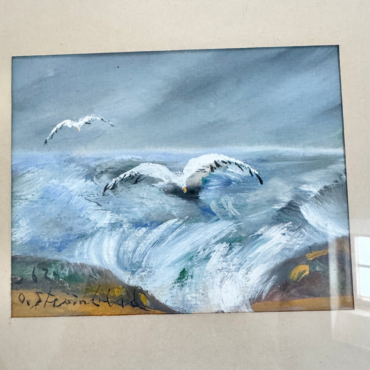 Songs of the Nordic Sea 1962. Vintage Mixed Media Paintings by O. Strömblad.