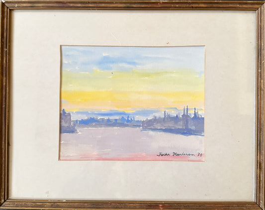 Silent Shoreline 1970. Vintage Swedish Watercolor by Folke Karlsson.