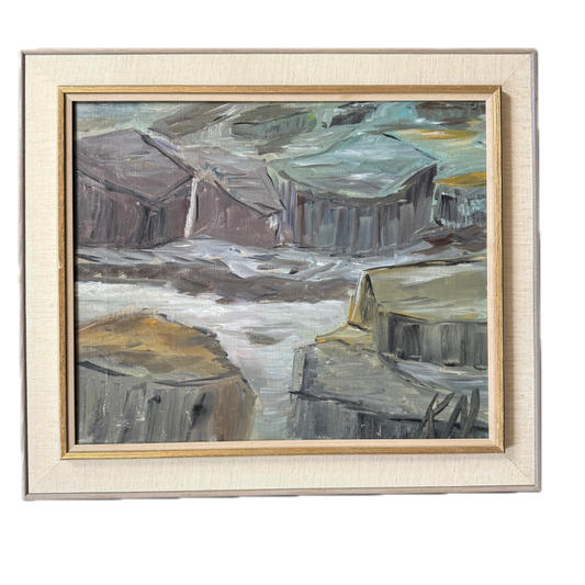 The Quarry 1954. Vintage Swedish Oil Painting.