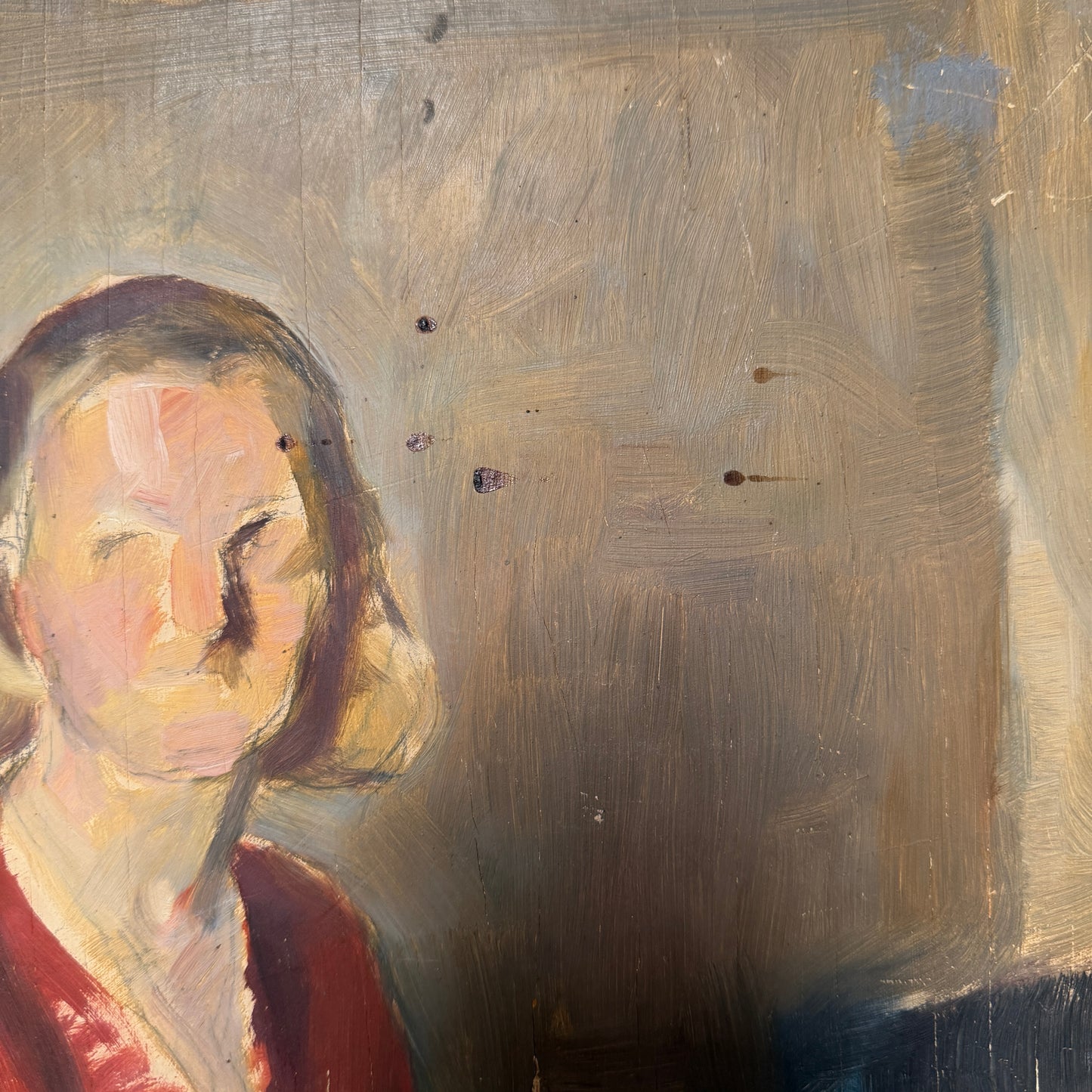 The Secret Romance. Landscape with Portrait. 1933. Double-sided Oil Painting by Gösta Wesström