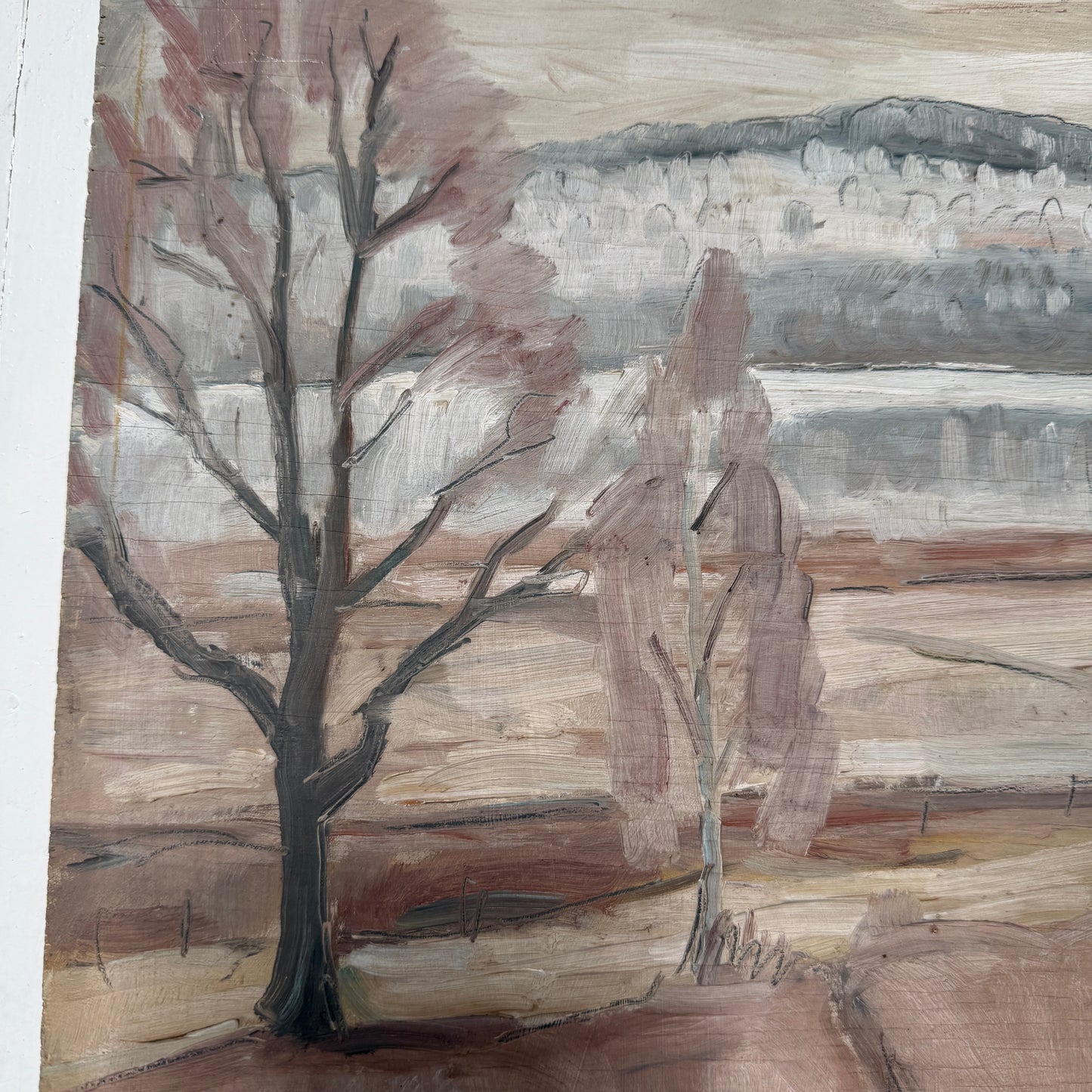 The Secret Romance. Landscape with Portrait. 1933. Double-sided Oil Painting by Gösta Wesström