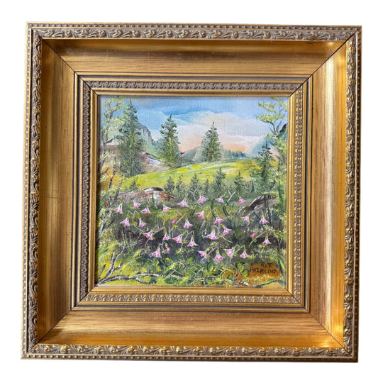 Linnaea Borealis. Vintage Swedish Oil Painting