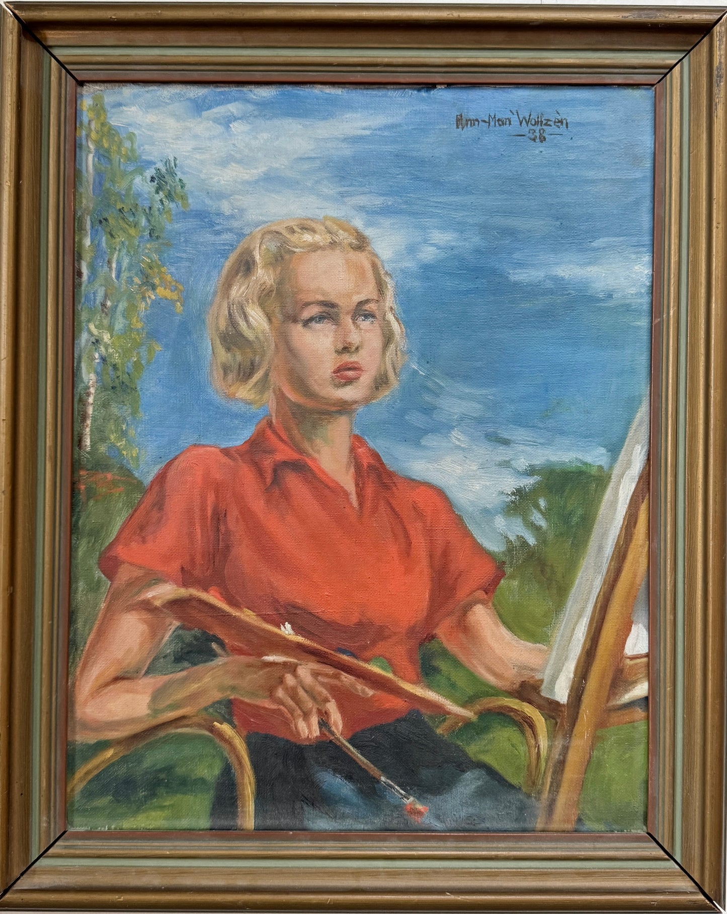 The Last Peaceful Summer 1938. Vintage Swedish Oil Painting, by Ann-Mari Wolfzén
