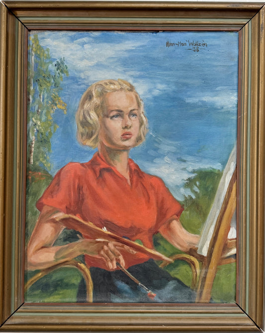 The Last Peaceful Summer 1938. Vintage Swedish Oil Painting, by Ann-Mari Wolfzén