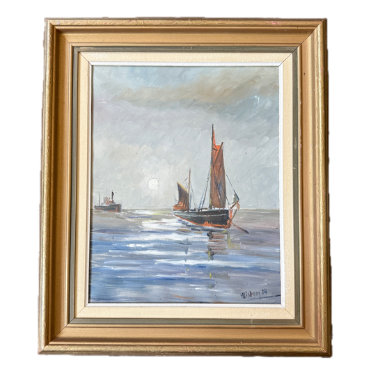 Succession 1954. Vintage Scandinavian Oil Painting.