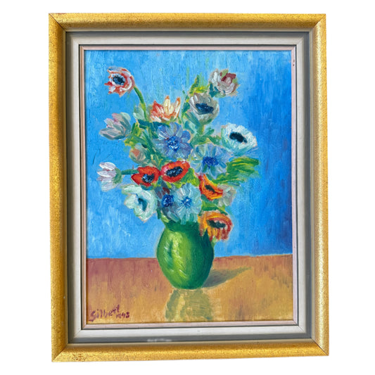 A Vase of Joy 1948. Vintage Scandinavian Oil Painting.