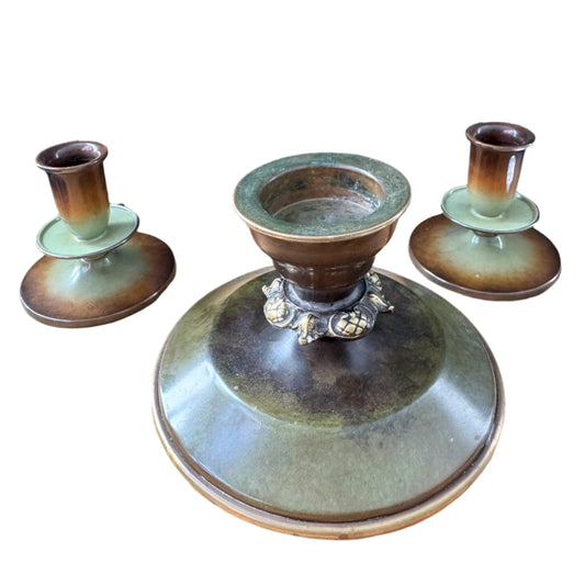 Three Vintage Art Deco Bronze Candlesticks. Denmark and Sweden.
