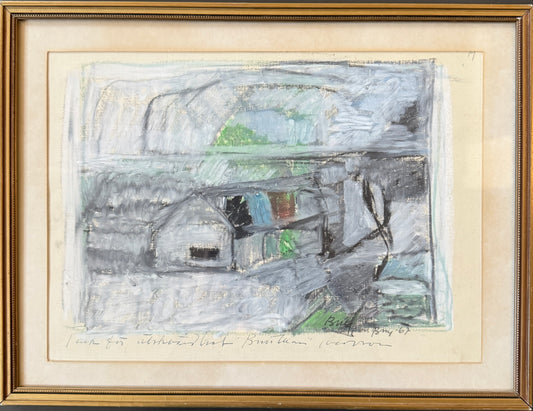 Kindness in the Mist, 1967. Vintage Swedish Abstract Pastel Painting.