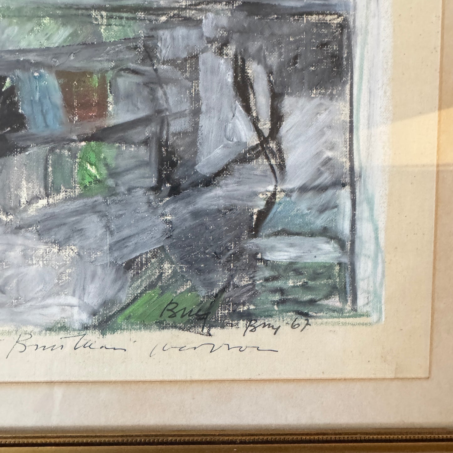 Kindness in the Mist, 1967. Vintage Swedish Abstract Pastel Painting.