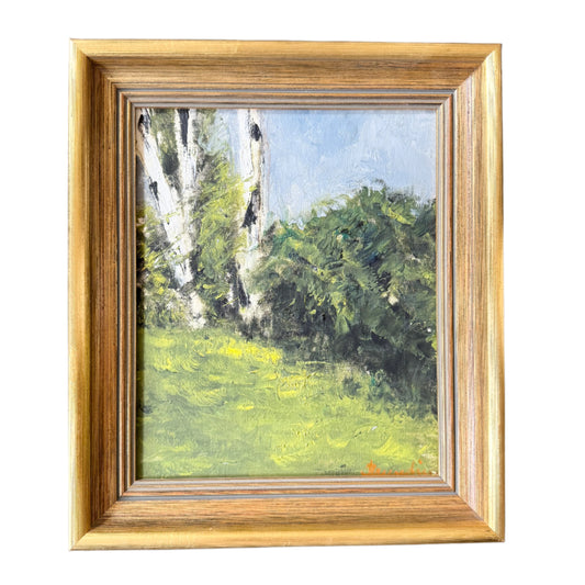 Among the Birches. Vintage Swedish Oil Painting by Hanna Brundin