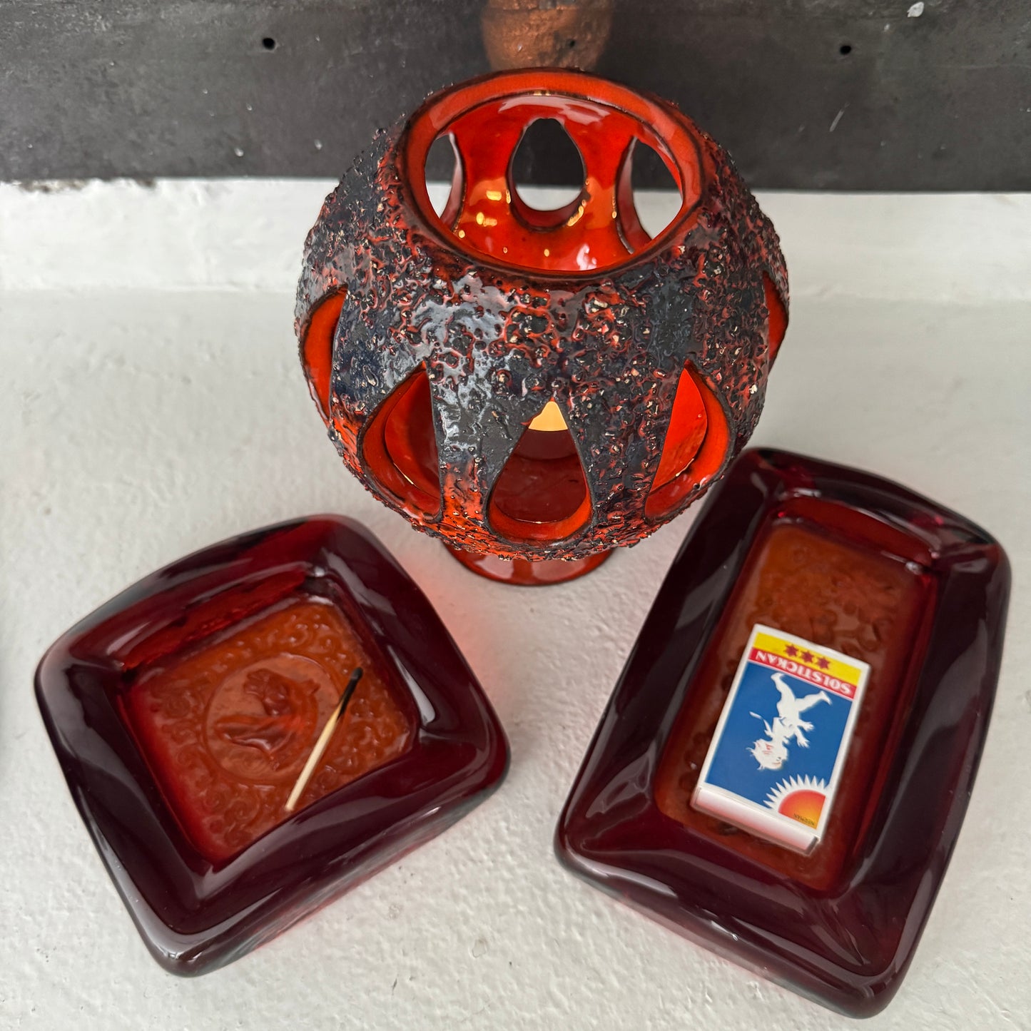 Mid-century Swedish Vignette in Glass and Clay.