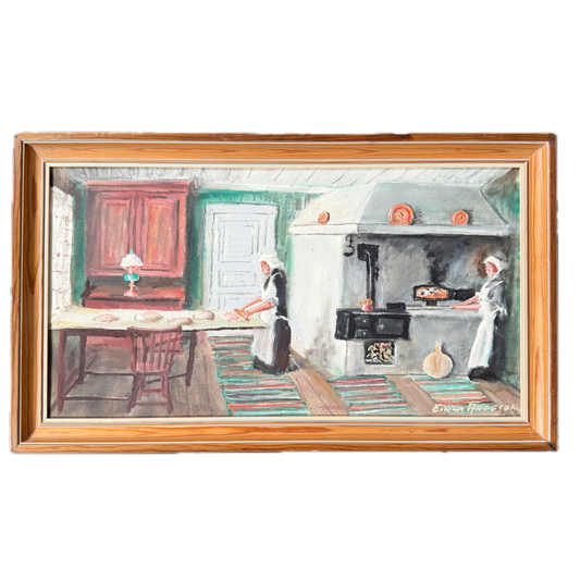 The Warmth of Tradition. Vintage Swedish Oil Painting.