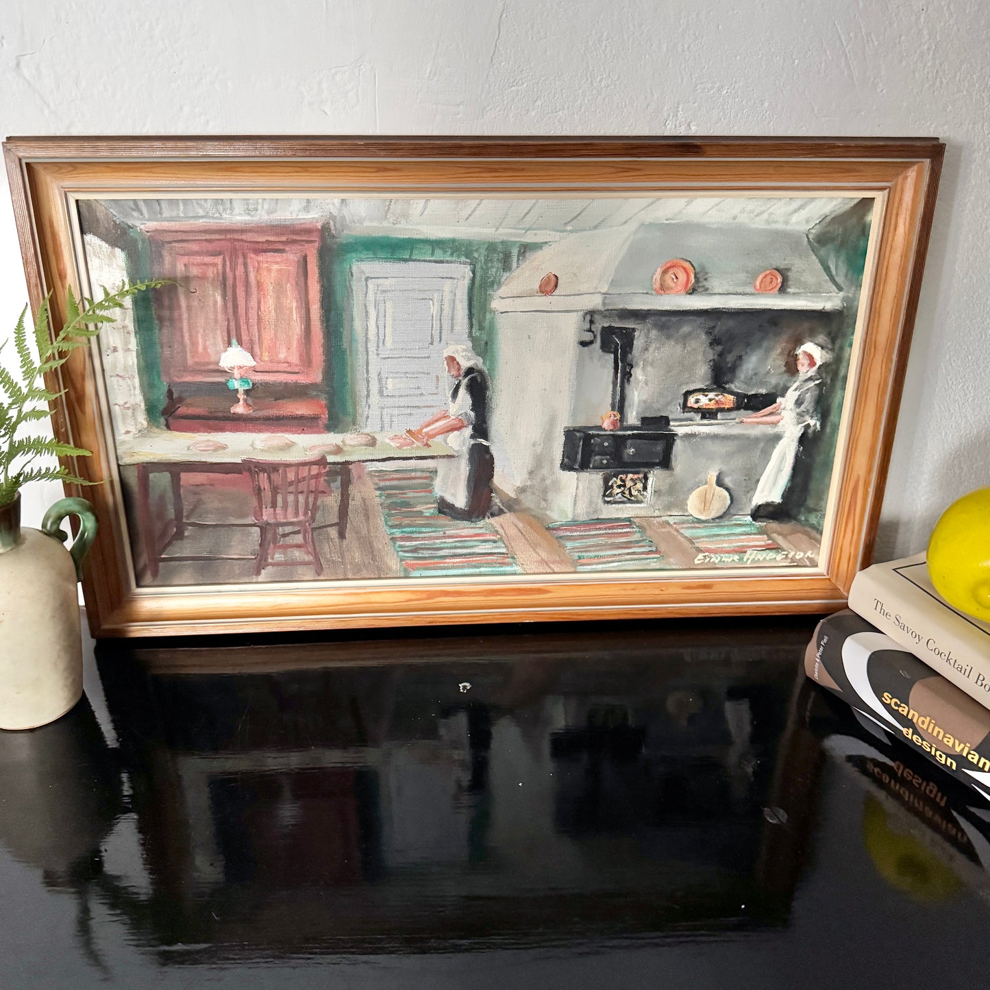 The Warmth of Tradition. Vintage Swedish Oil Painting.