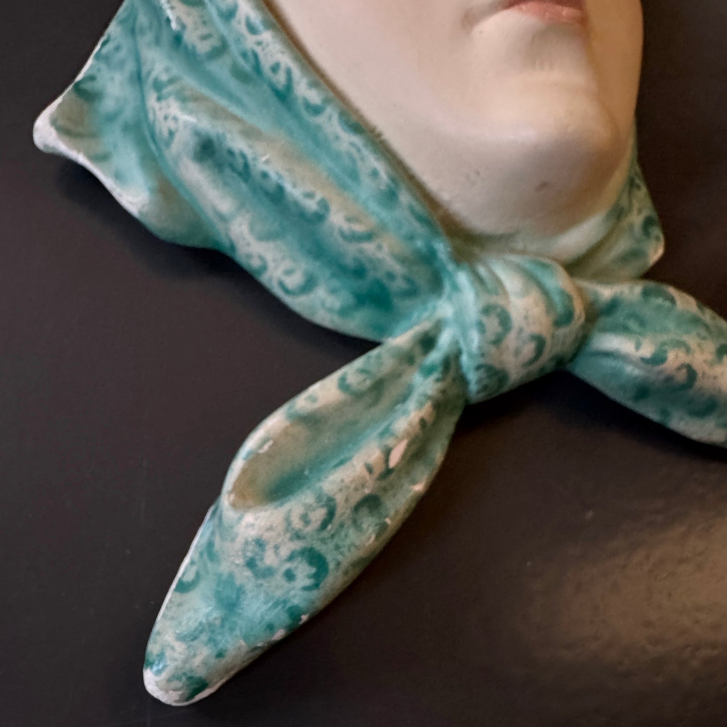 Vintage ca 1930s Art Deco Ceramic Lady Face Wall Plaque