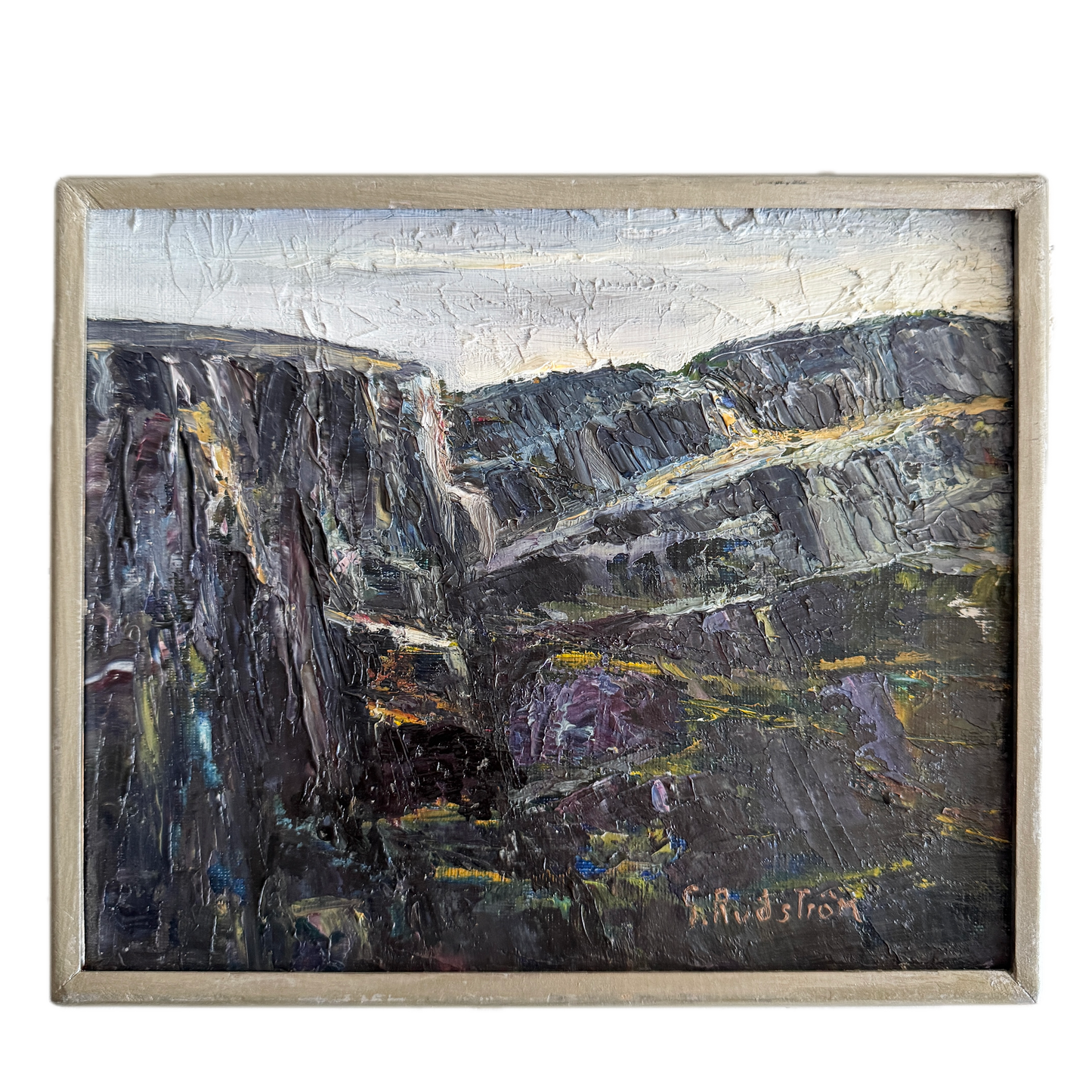 Nordic Crags. Vintage Swedish Oil Painting.