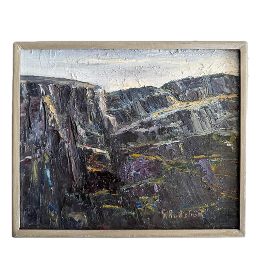 Nordic Crags. Vintage Swedish Oil Painting.