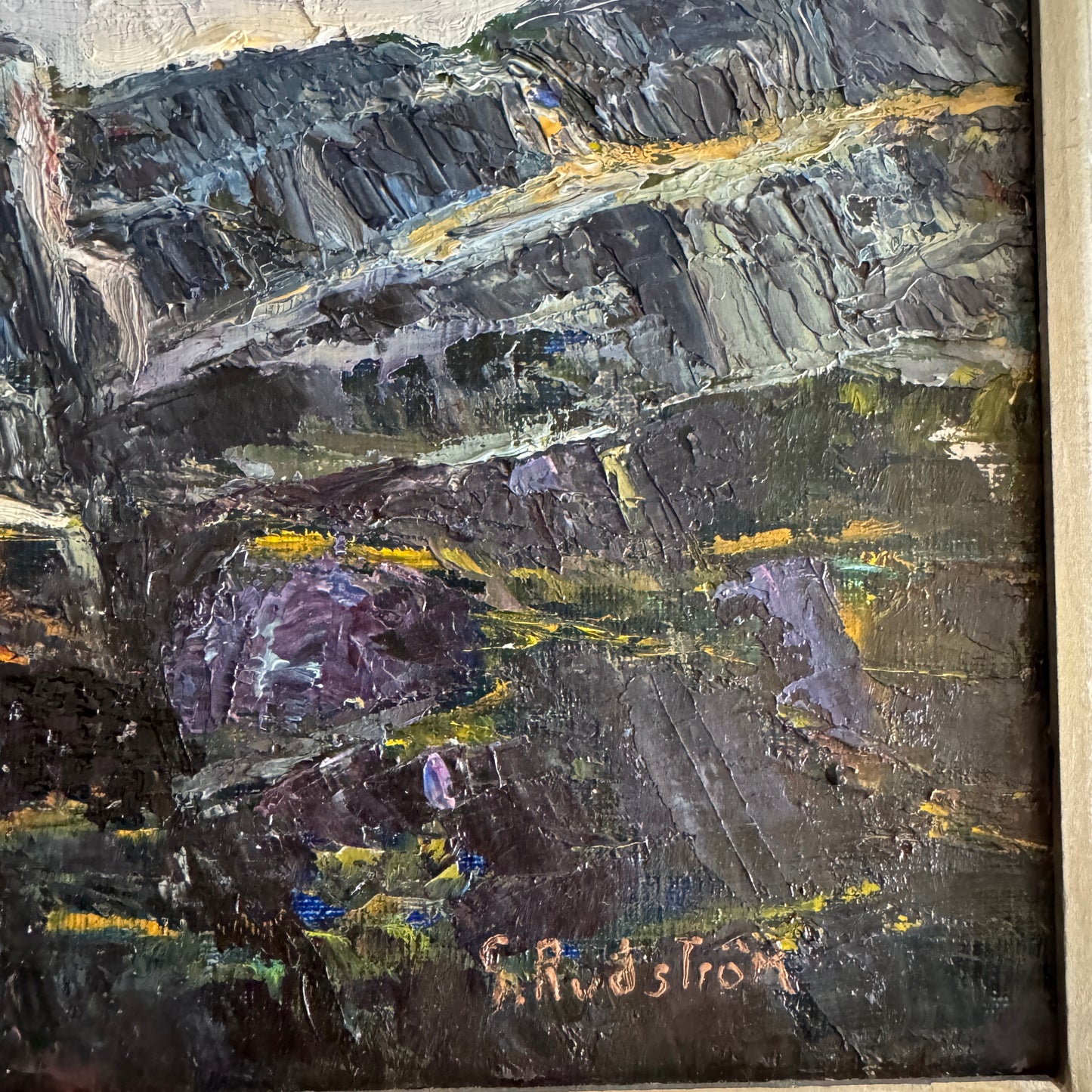 Nordic Crags. Vintage Swedish Oil Painting.