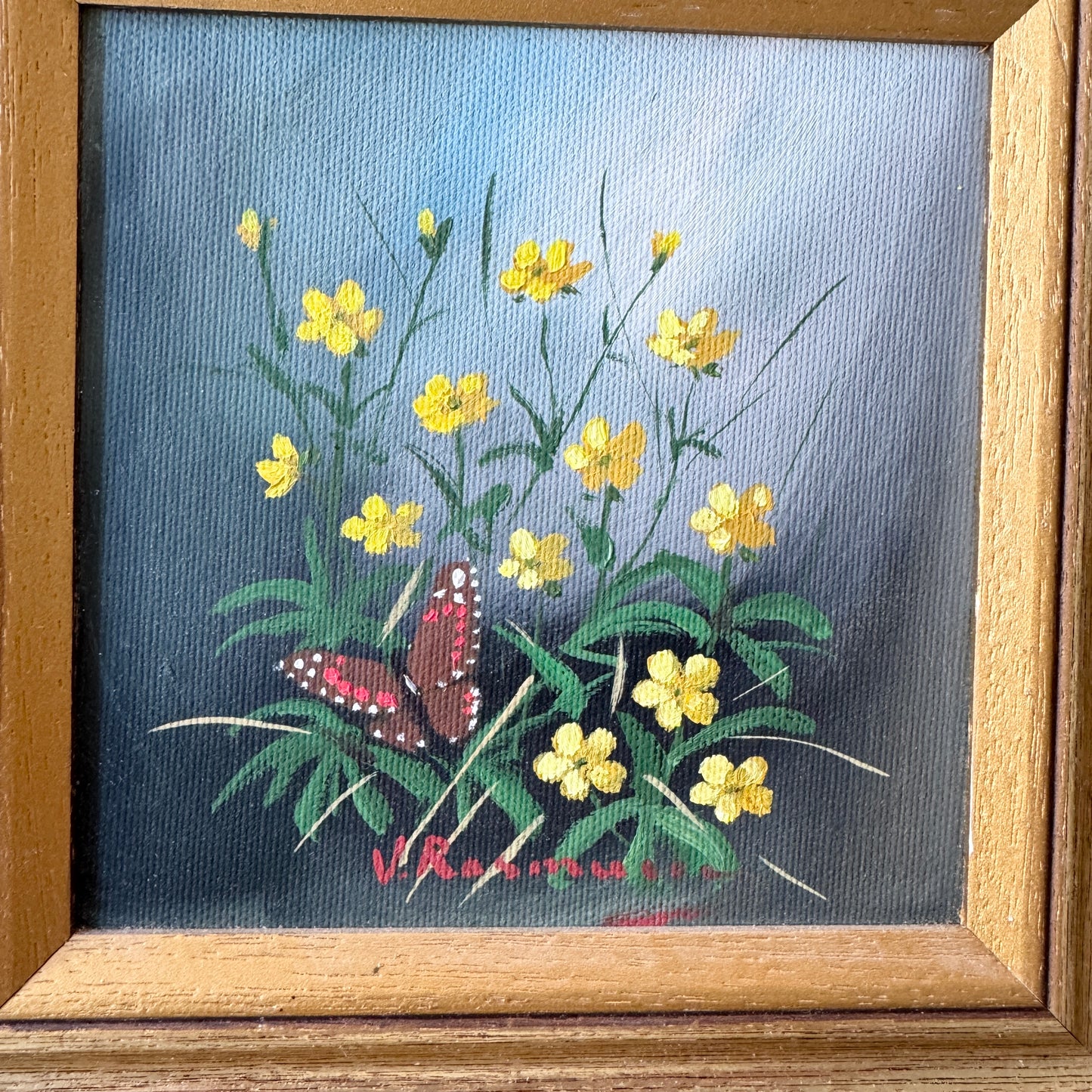 The Scandi Summer Wall. Three Vintage Small Flower Paintings.