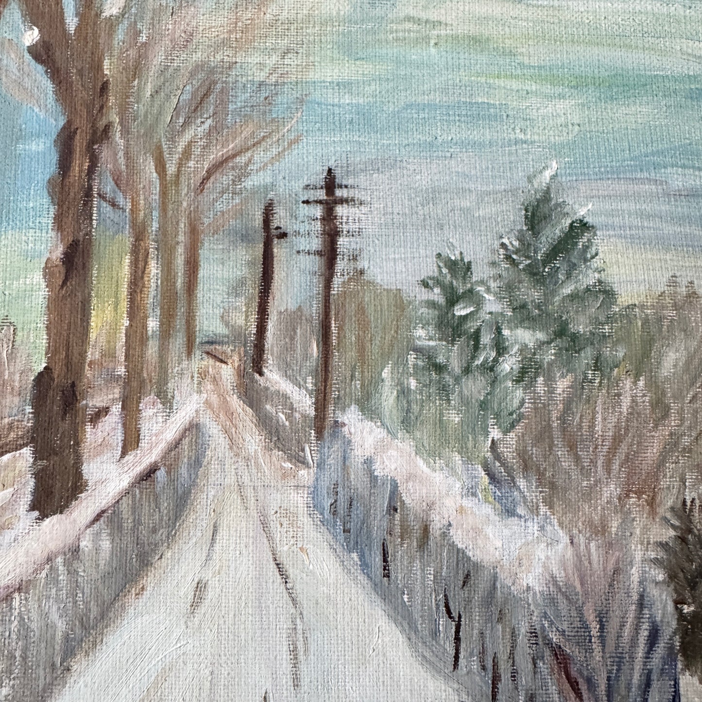 Where the Road Disappears, 1949. Vintage Swedish Oil Painting.