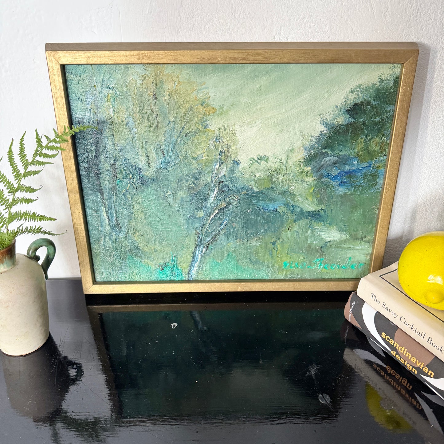 Emerald Stillness. Vintage Swedish Oil Painting.