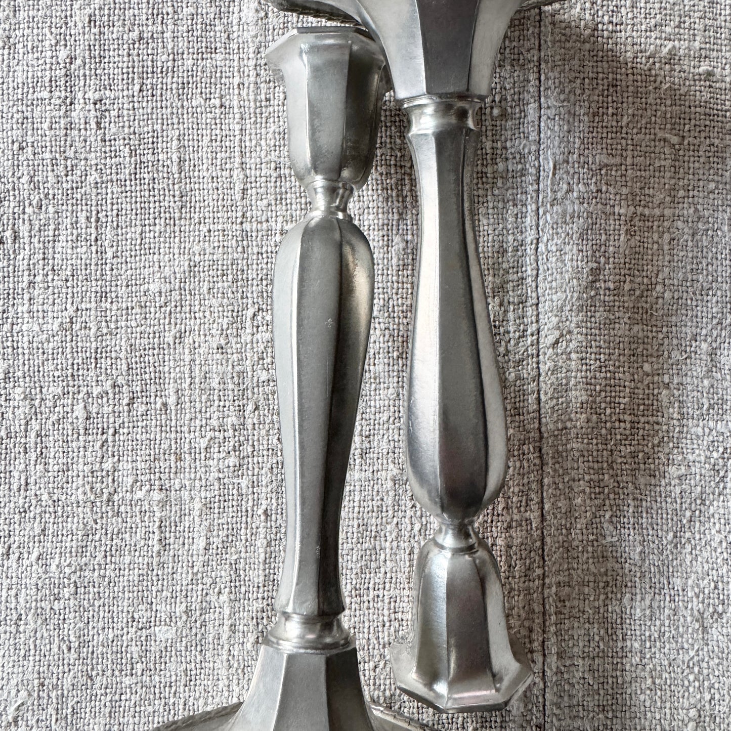 JLH, Sweden 1962. Vintage Mid-century Pewter Candlesticks