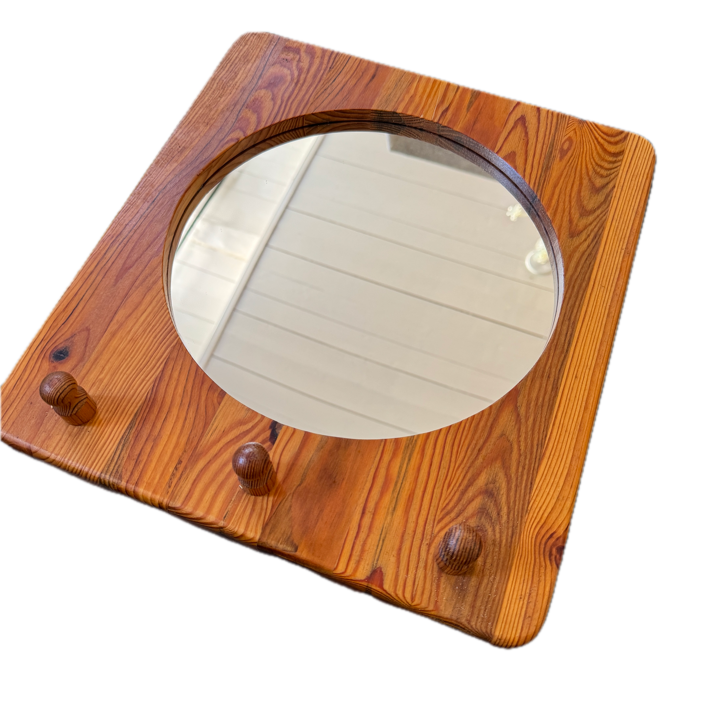 Stig Johnsson for Smålandsslöjd, Sweden 1970s. Vintage Wall Mirror in Pine.