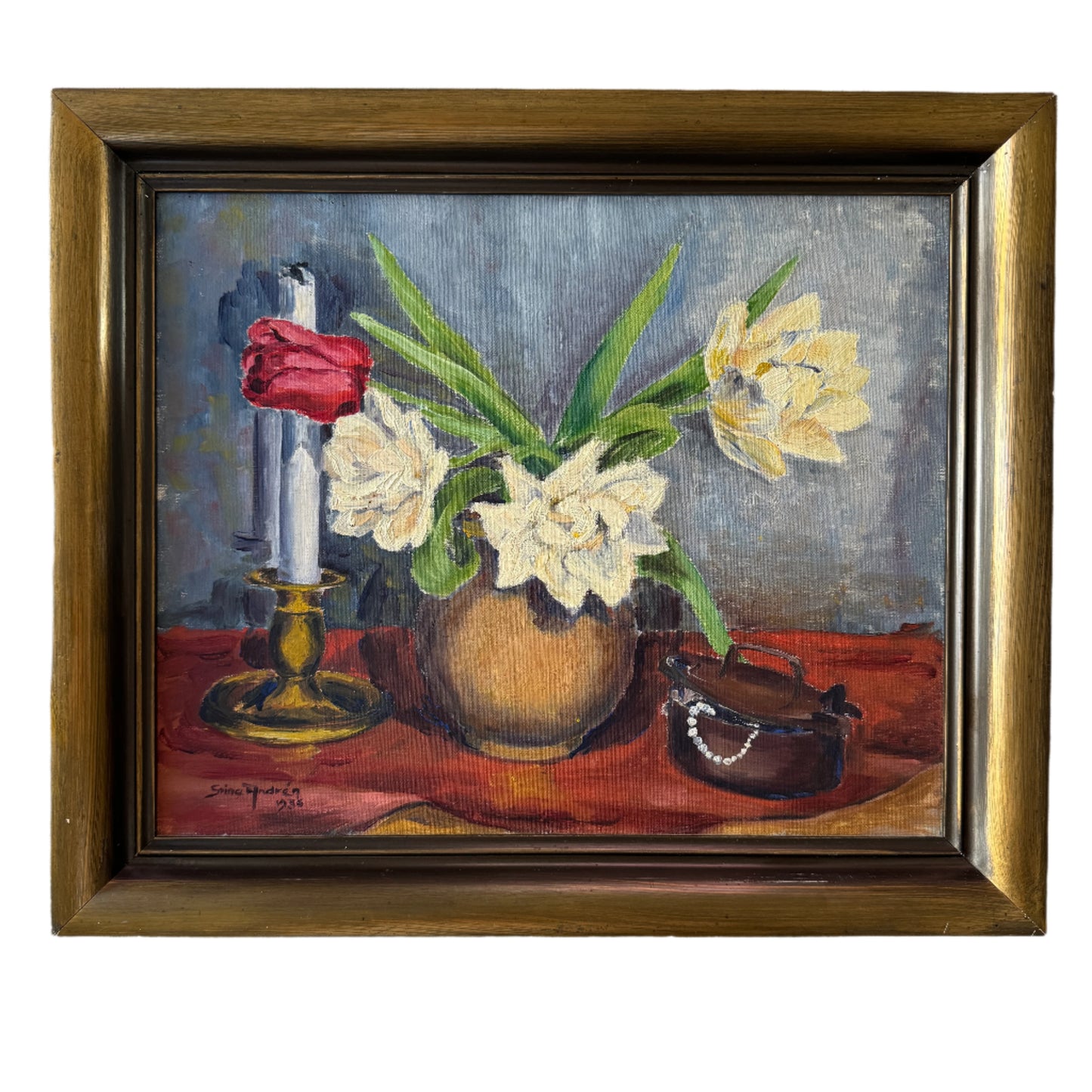 Traces of a Lady, 1936. Vintage Swedish Oil Painting.