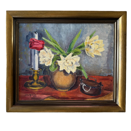 Traces of a Lady, 1936. Vintage Swedish Oil Painting.