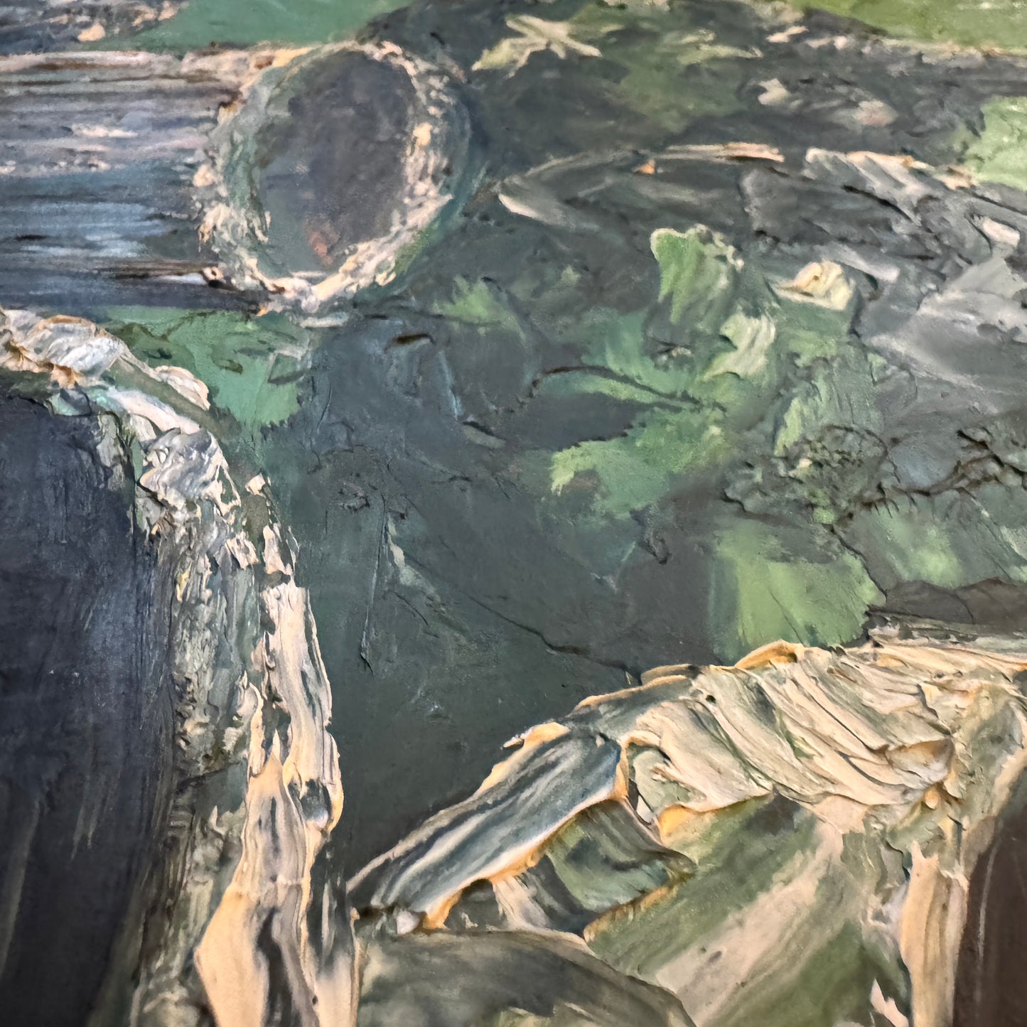 Green Reflections. Vintage Modernist Still Life Oil Painting. Sweden 1962.