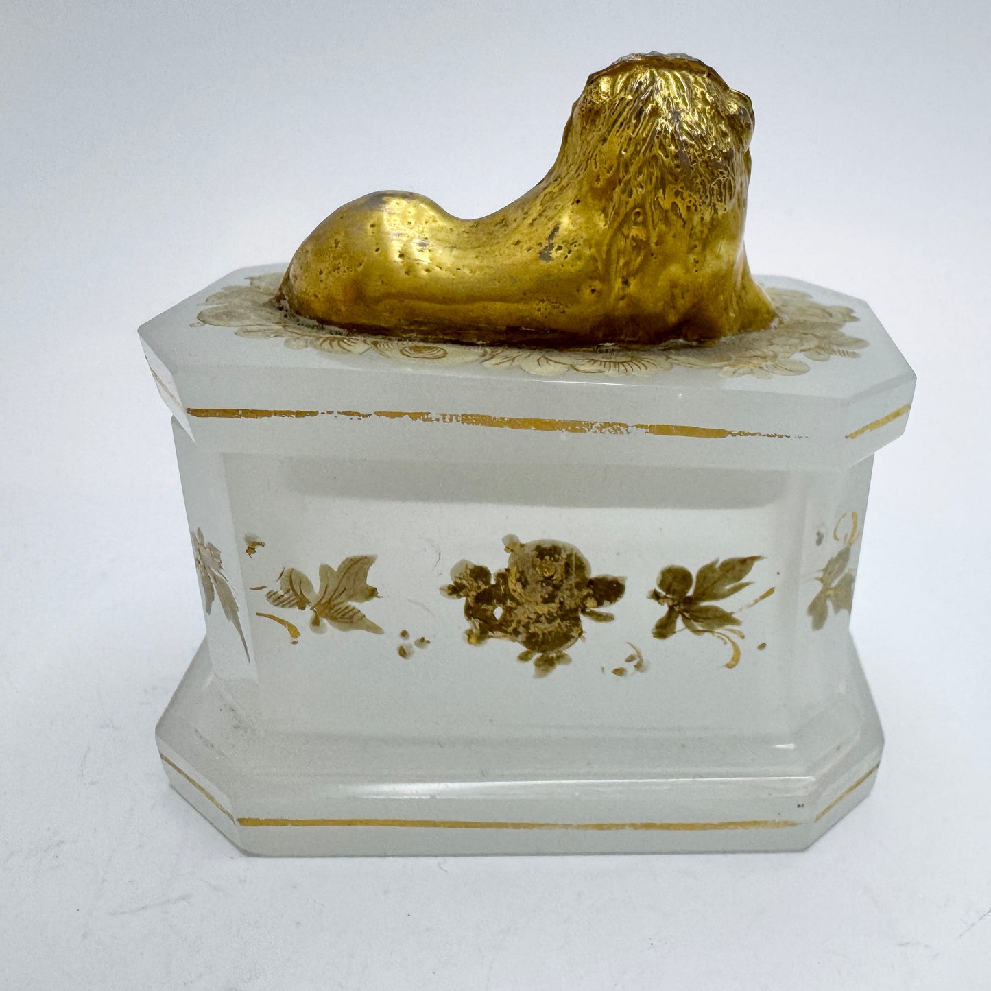 Antique Victorian Gilded Opaline Trinket Box, likely France.