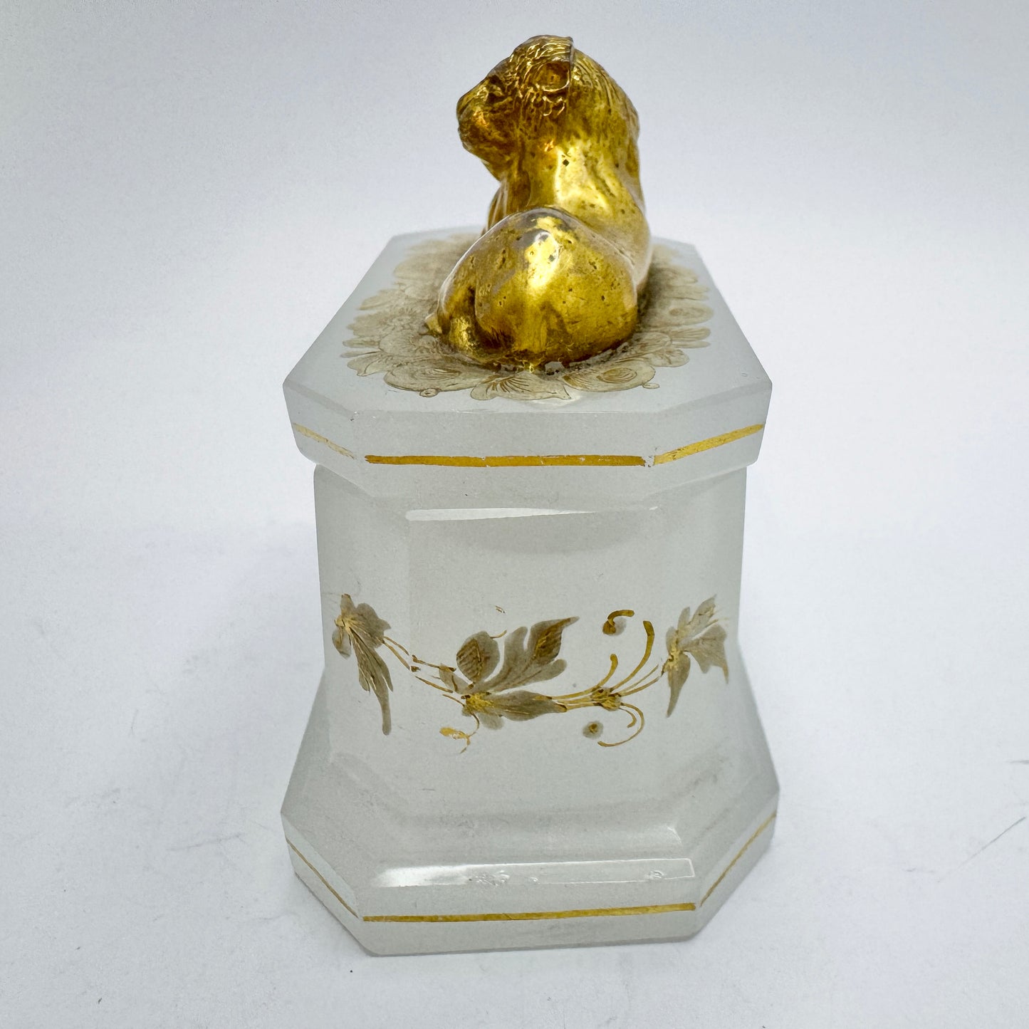 Antique Victorian Gilded Opaline Trinket Box, likely France.