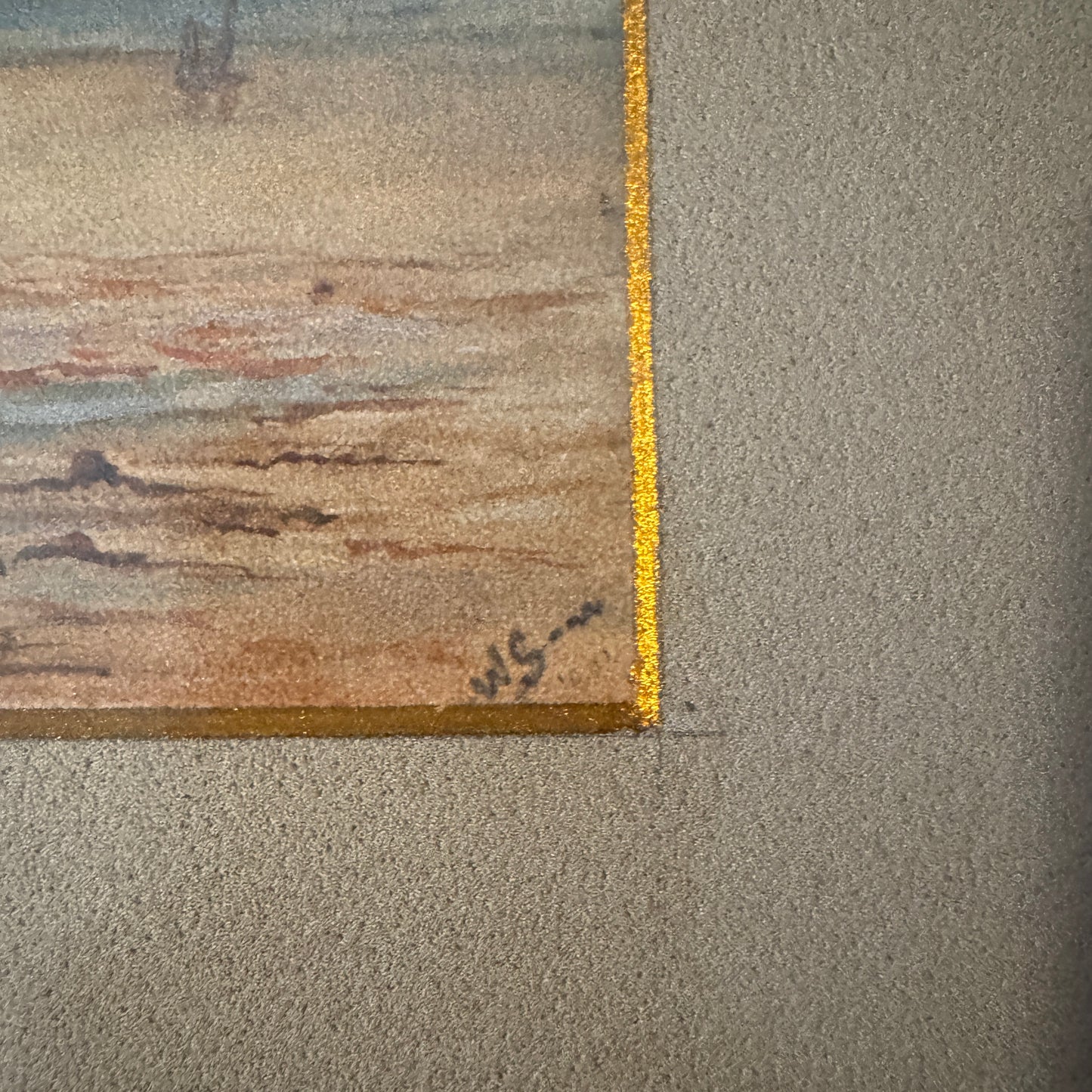 Low Tide Morning. Antique Danish Watercolor