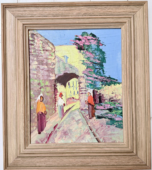 Sunlit Alley, Italy. Vintage Oil Painting by Charles Schölander