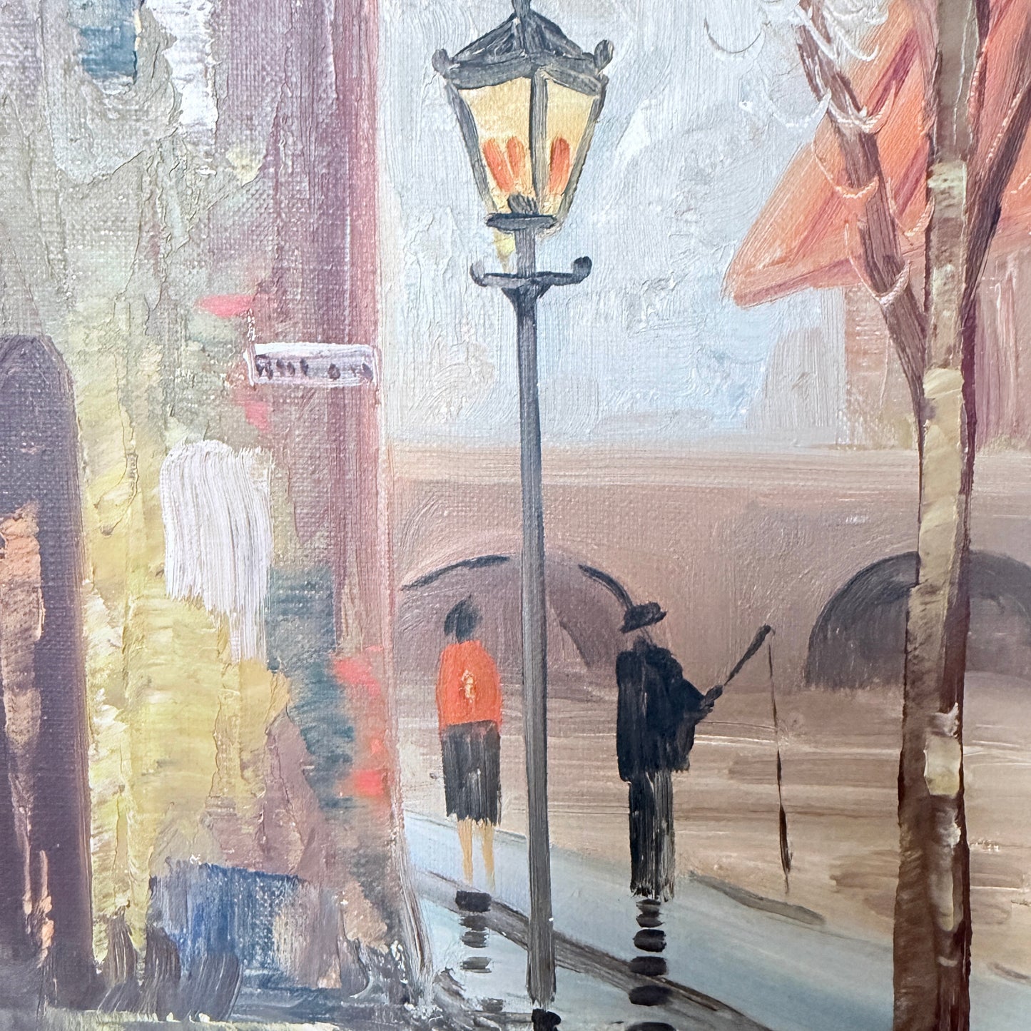 The Old Hotel Street, Paris 1930s. Vintage oil Painting by Bengt Tranberg