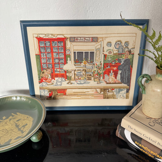 Embroidered Wall Art Picture. Carl Larsson Motif, Sweden. Vintage.