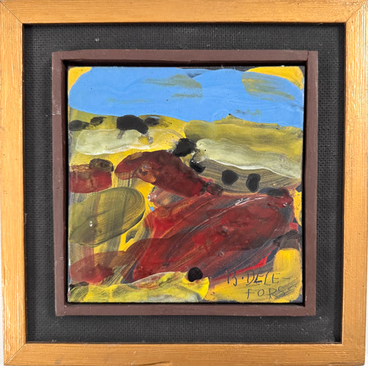 Abstract Color Paths. Vintage Swedish Oil on Ceramic Picture, by Bengt Delefors