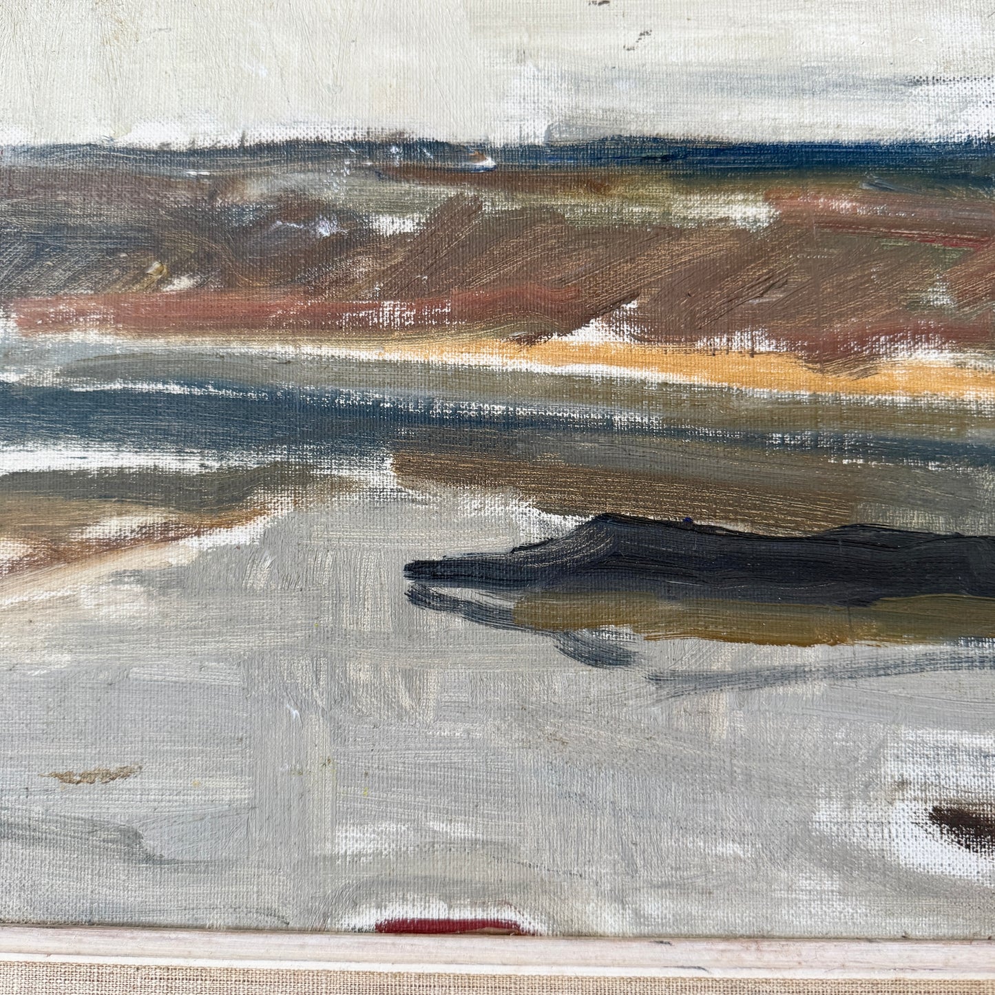 Northern Flow, 1956. Vintage Swedish Oil Painting.