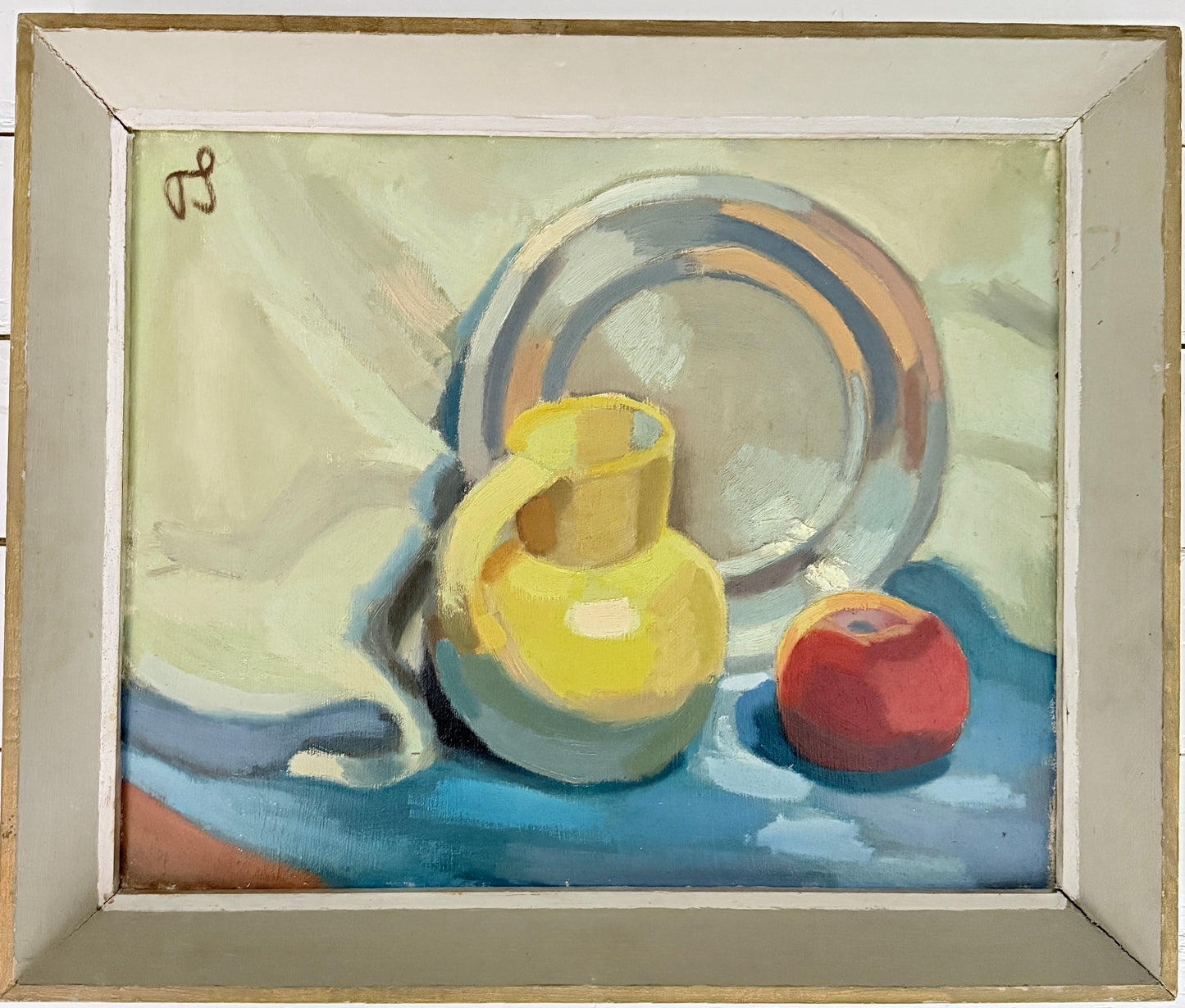 Mid-Century Table Scene. Vintage Swedish Still Life Oil Painting.