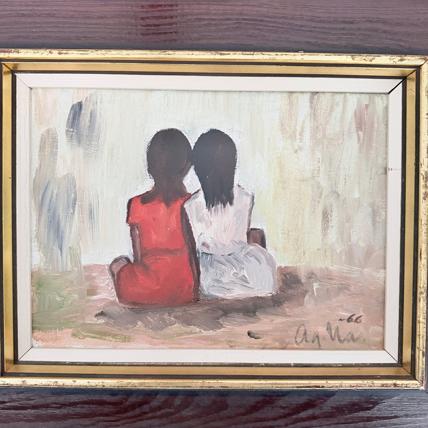 Whispered Thoughts, 1966. Vintage Swedish Oil Painting.