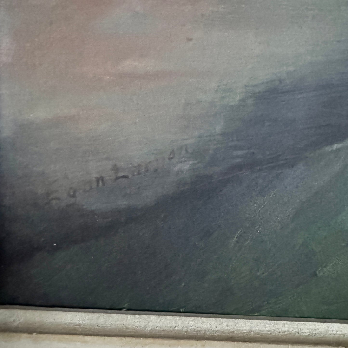 Ruins in Dusk, Visby 1945. Vintage Swedish Oil Painting by Egon Larsson