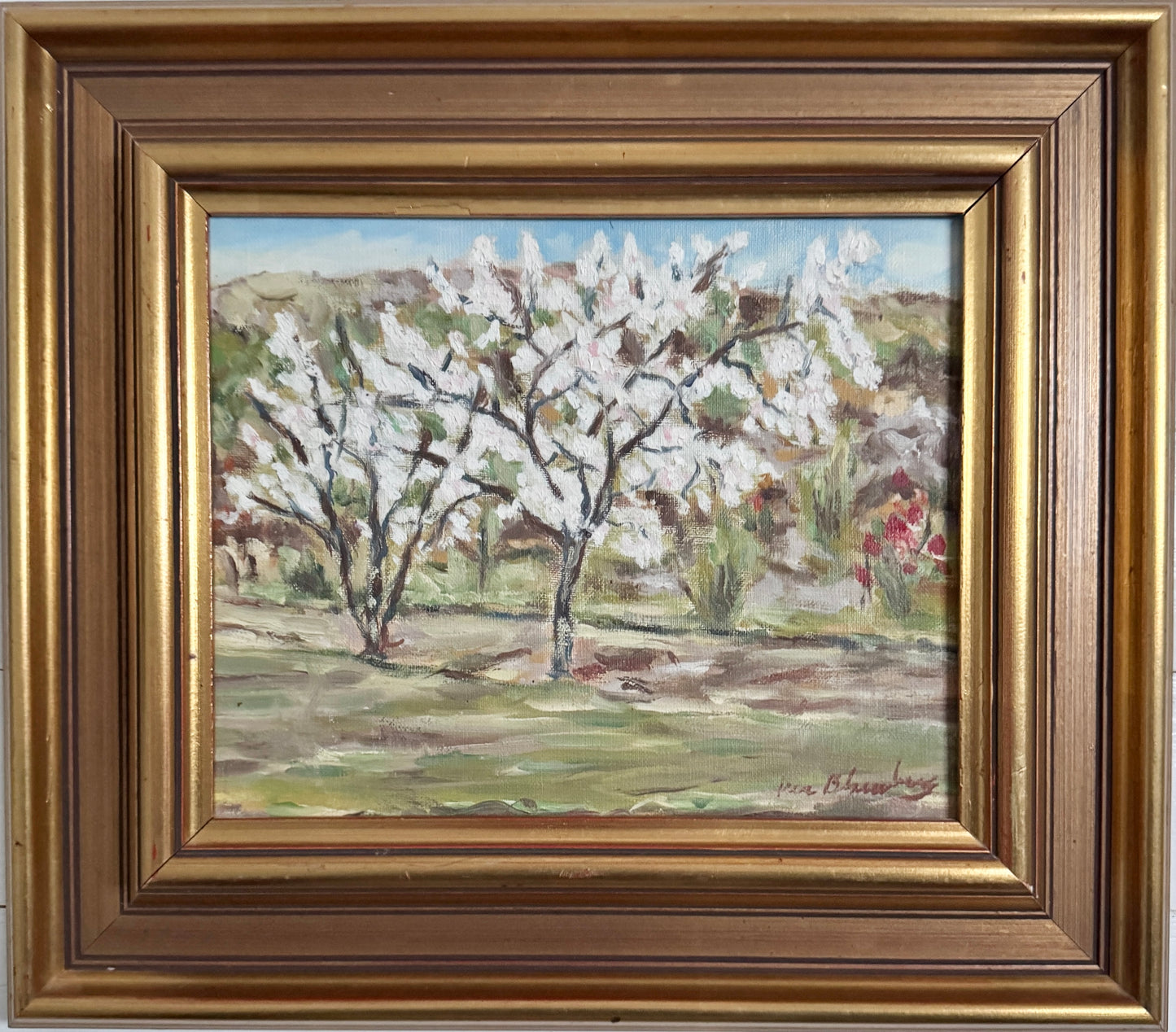 Blooming Apple Trees in Provence. Vintage Oil Painting by Per Blomberg.