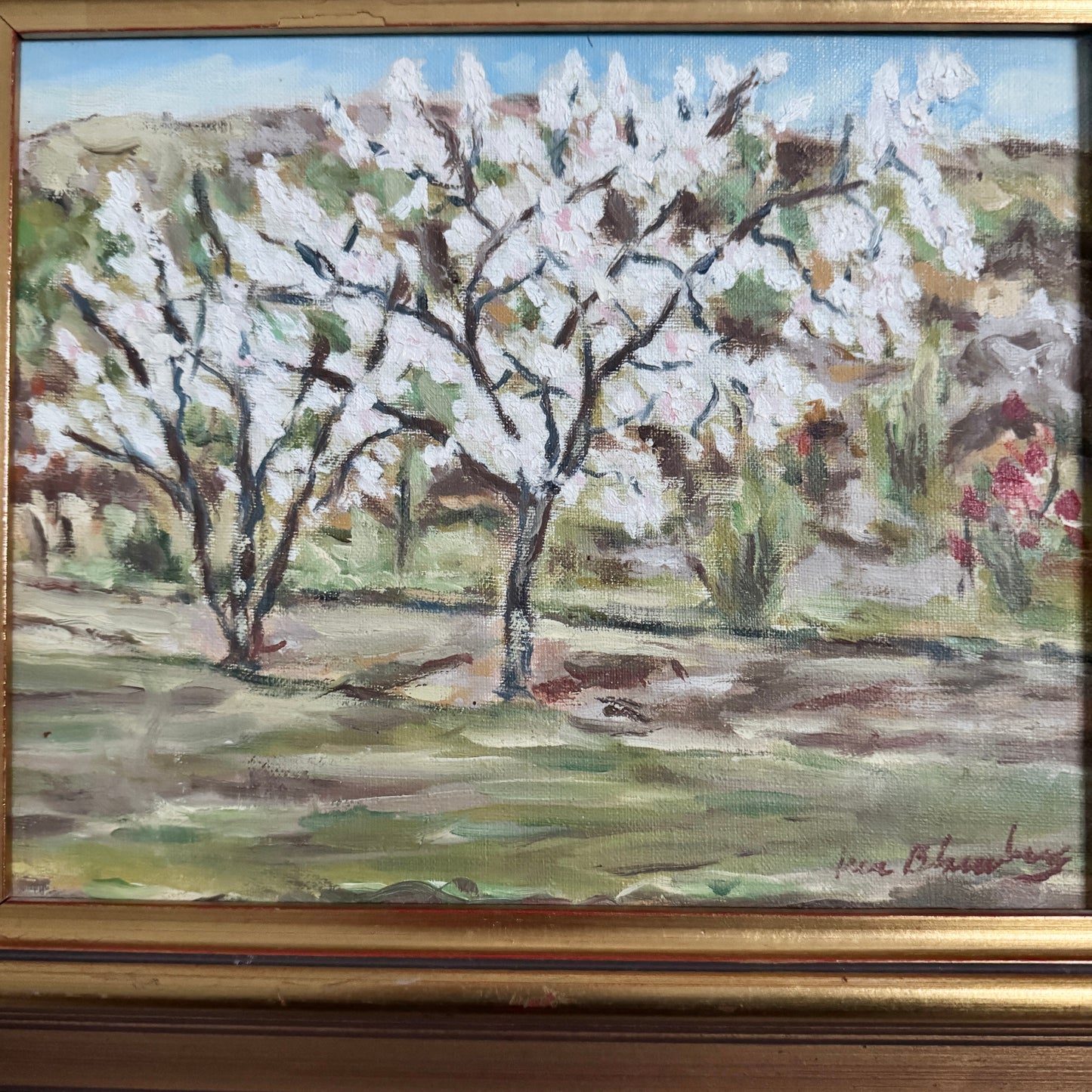 Blooming Apple Trees in Provence. Vintage Oil Painting by Per Blomberg.