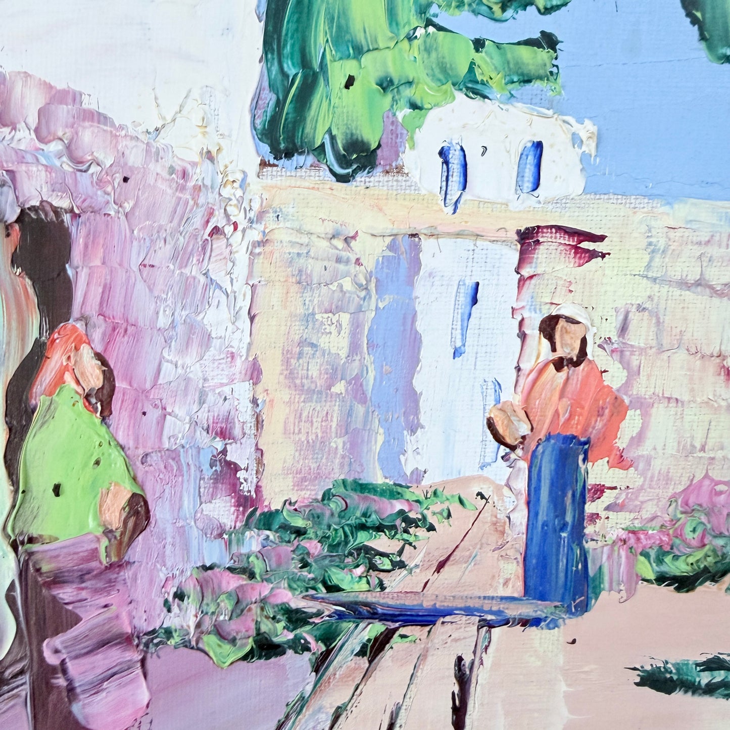 The Morning Talk, Italy. Vintage Oil Painting by Charles Schölander.