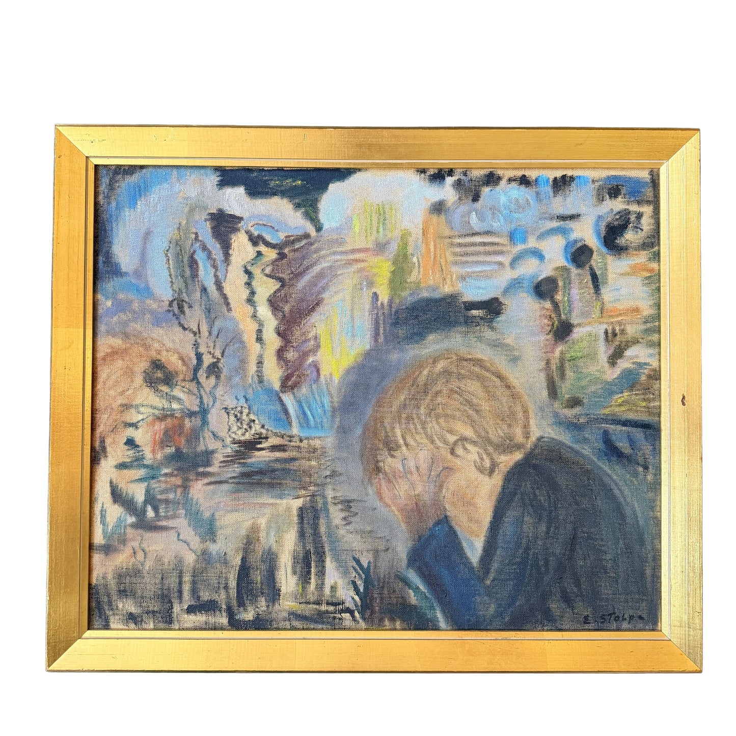 "Problem". Large Oil Painting by Elsa Viola Stolpe-Hansson 1950s