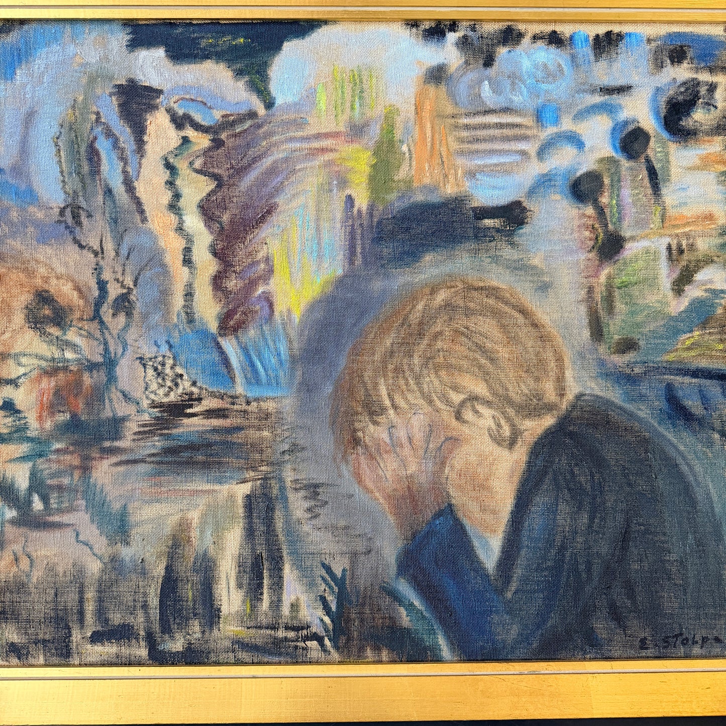 "Problem". Large Oil Painting by Elsa Viola Stolpe-Hansson 1950s