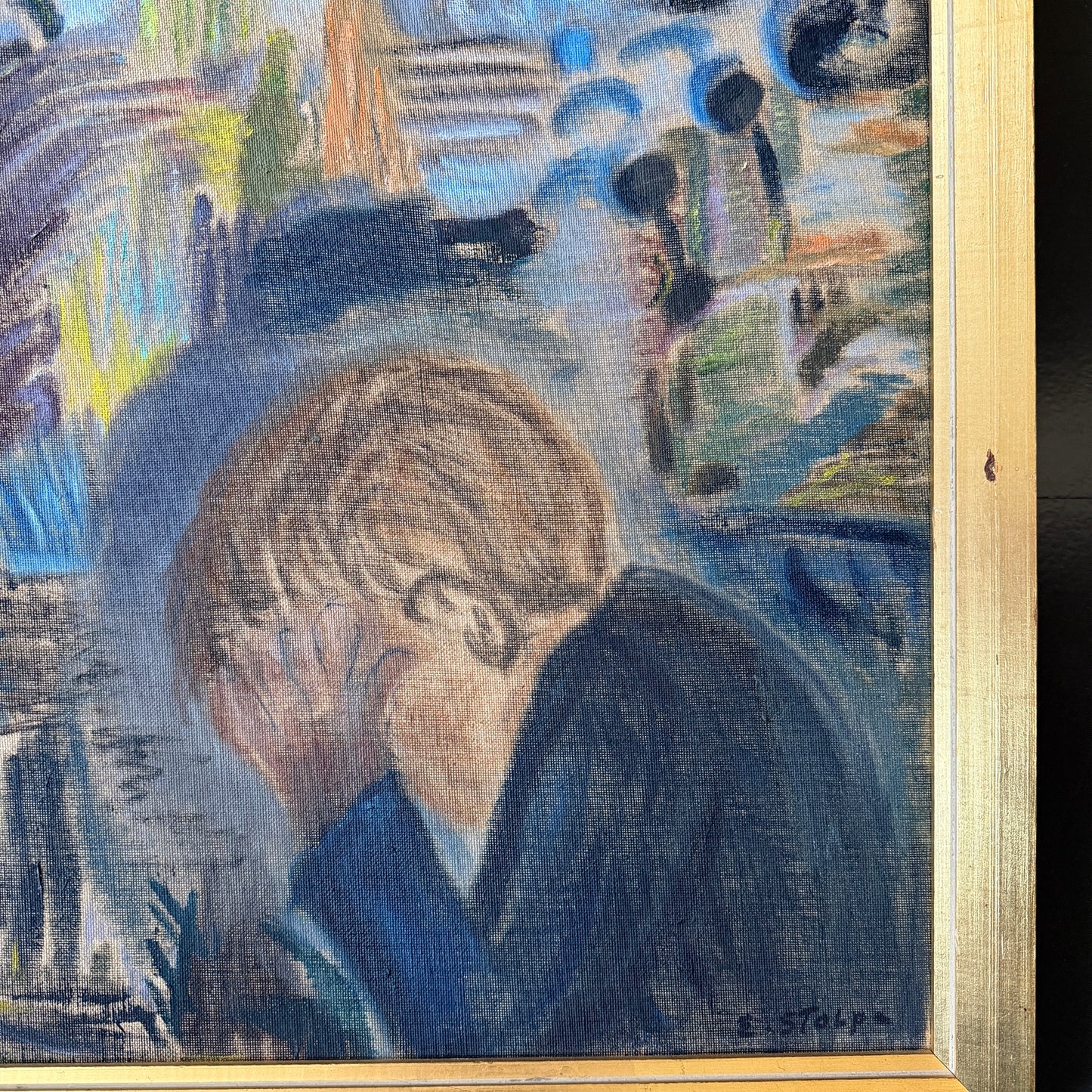 "Problem". Large Oil Painting by Elsa Viola Stolpe-Hansson 1950s